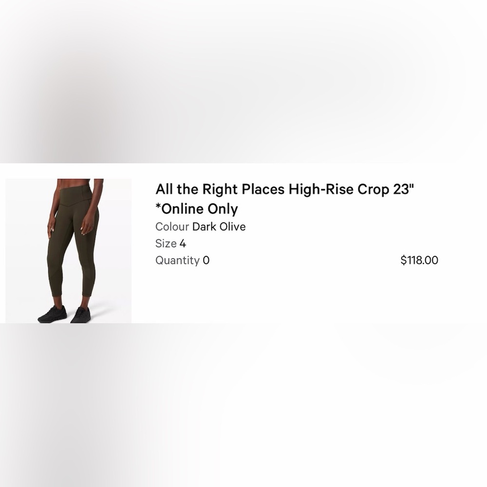 lululemon athletica Dark Olive High-Rise Crop Leggings
